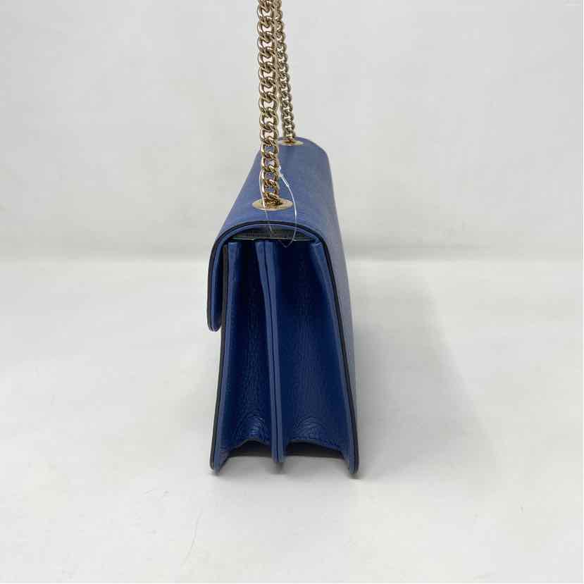 Pre-Owned Gucci Blue Leather Designer Handbag