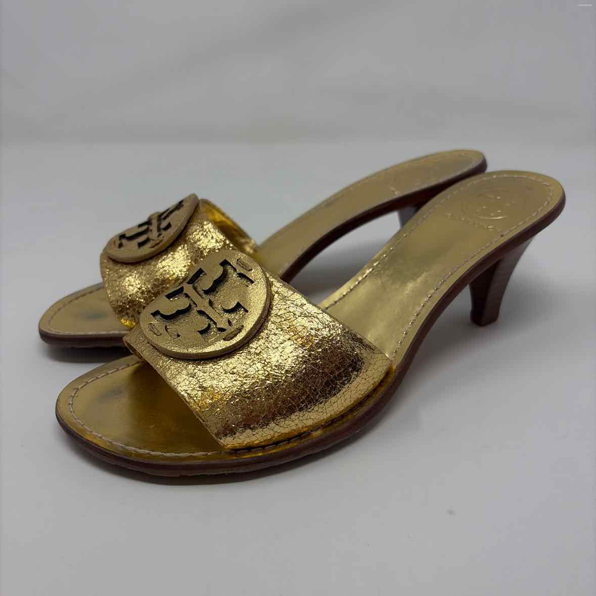 Pre-Owned Shoe Size 8 Tory Burch Gold Heels