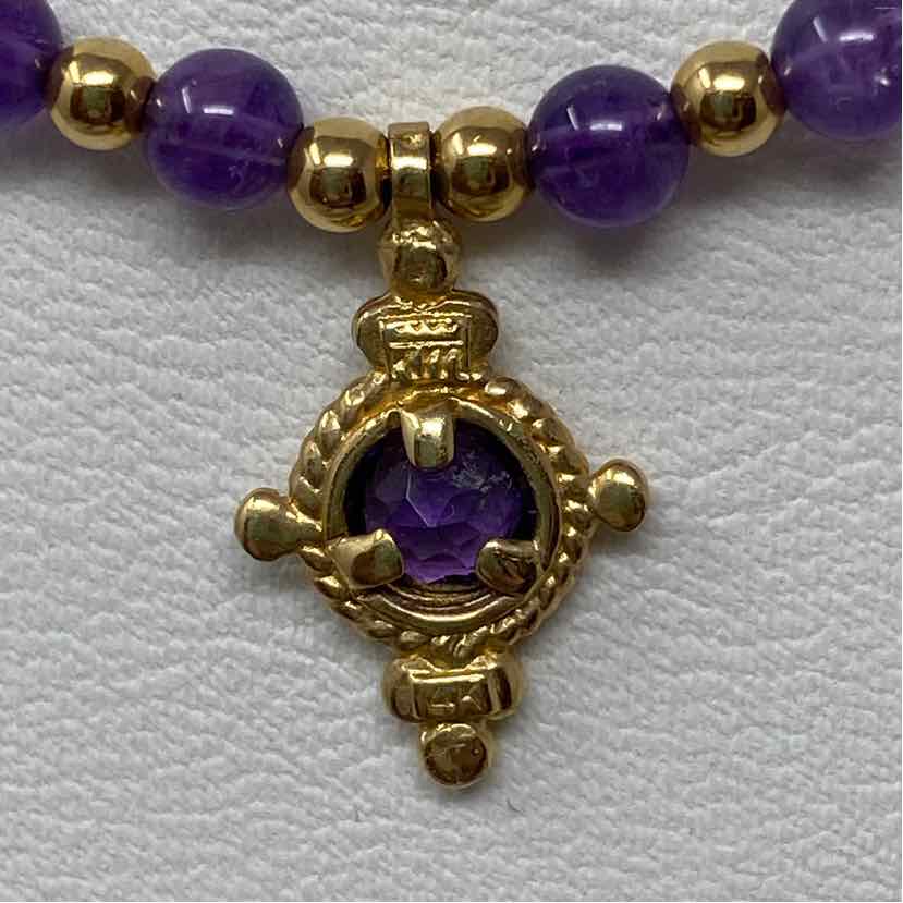 Pre-Owned Purple Beaded Necklace