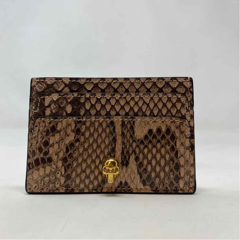 Pre-Owned Alexander McQueen Snake Print Leather Designer Wallet
