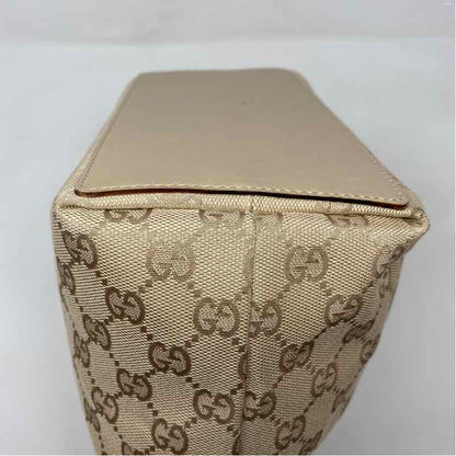 Pre-Owned Gucci Cream Canvas Designer Handbag