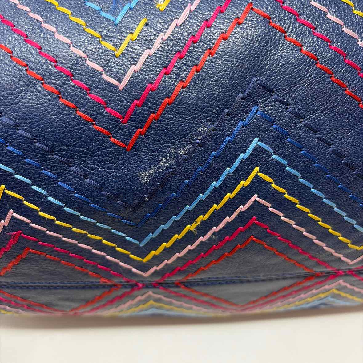 Pre-Owned Fendi Navy Leather Designer Handbag