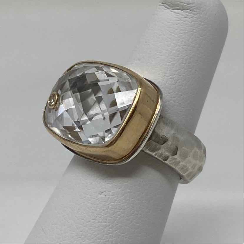 Pre-Owned Jamie Joseph Ring Size 6 Silver/Gold Sterling Ring