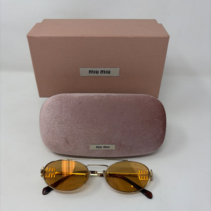 Pre-Owned Mui Mui Gold Metal Designer Sunglasses