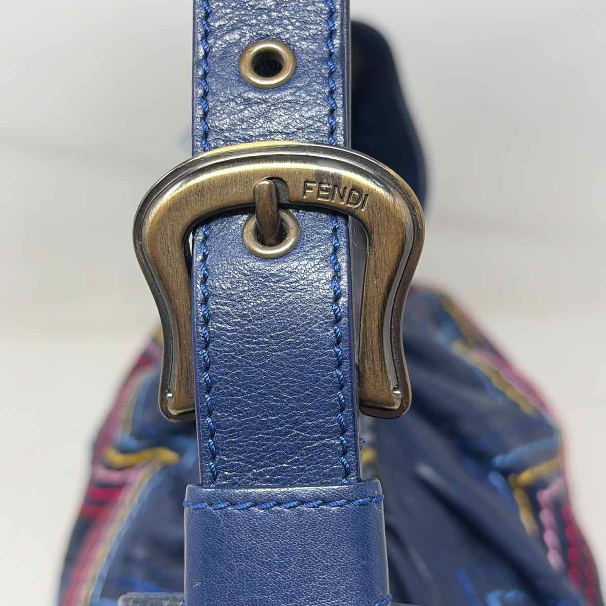 Pre-Owned Fendi Navy Leather Designer Handbag