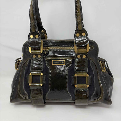 Pre-Owned Jimmy Choo Olive Patent Designer Handbag