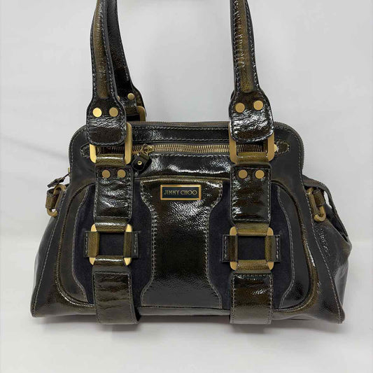 Pre-Owned Jimmy Choo Olive Patent Designer Handbag