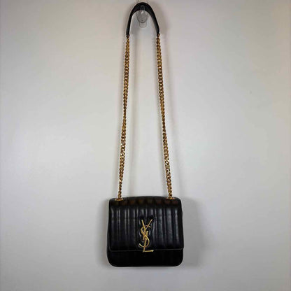 Pre-Owned Saint Laurent Black Leather Designer Handbag