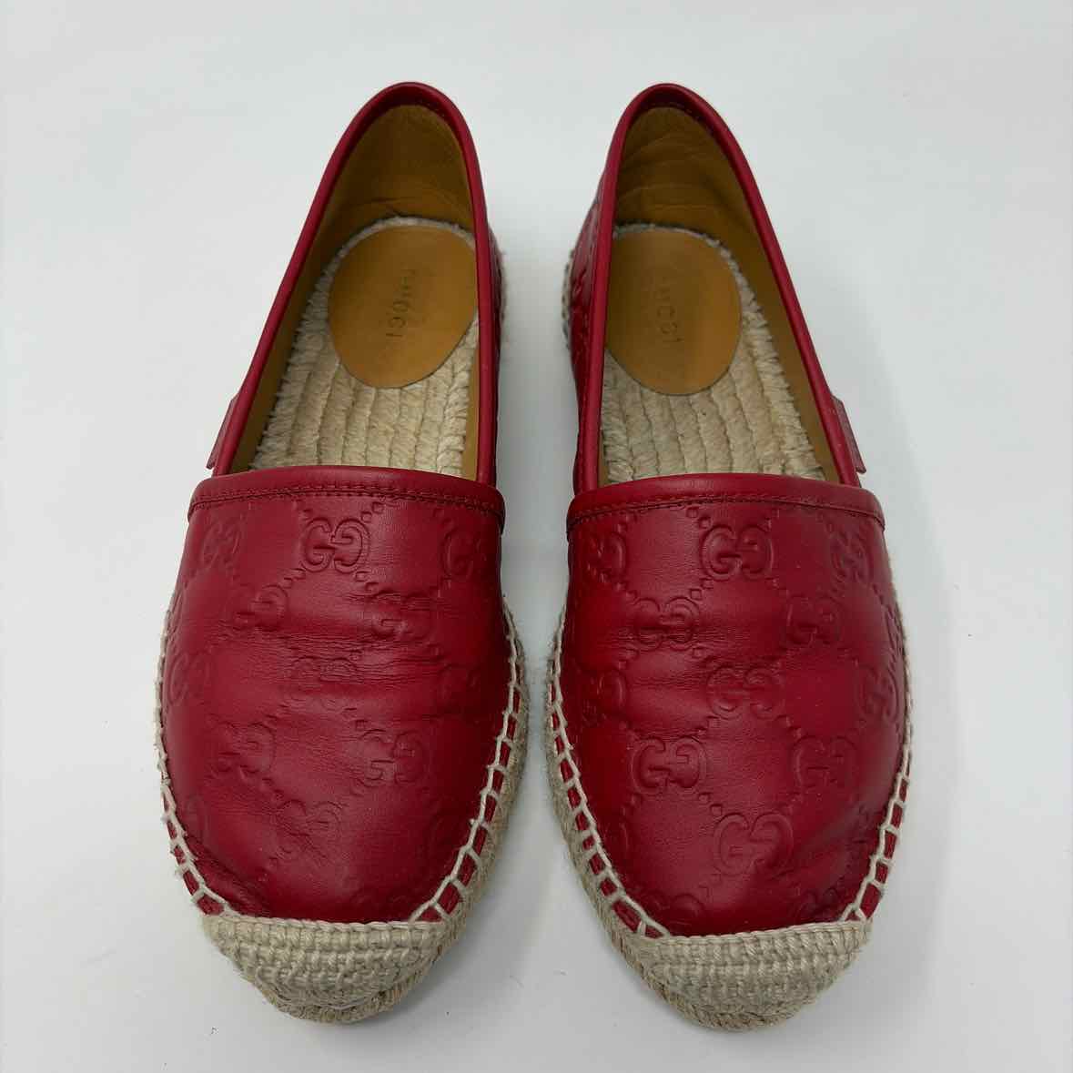 Pre-Owned Gucci Red Leather Shoe Size 5.5 Designer Shoes