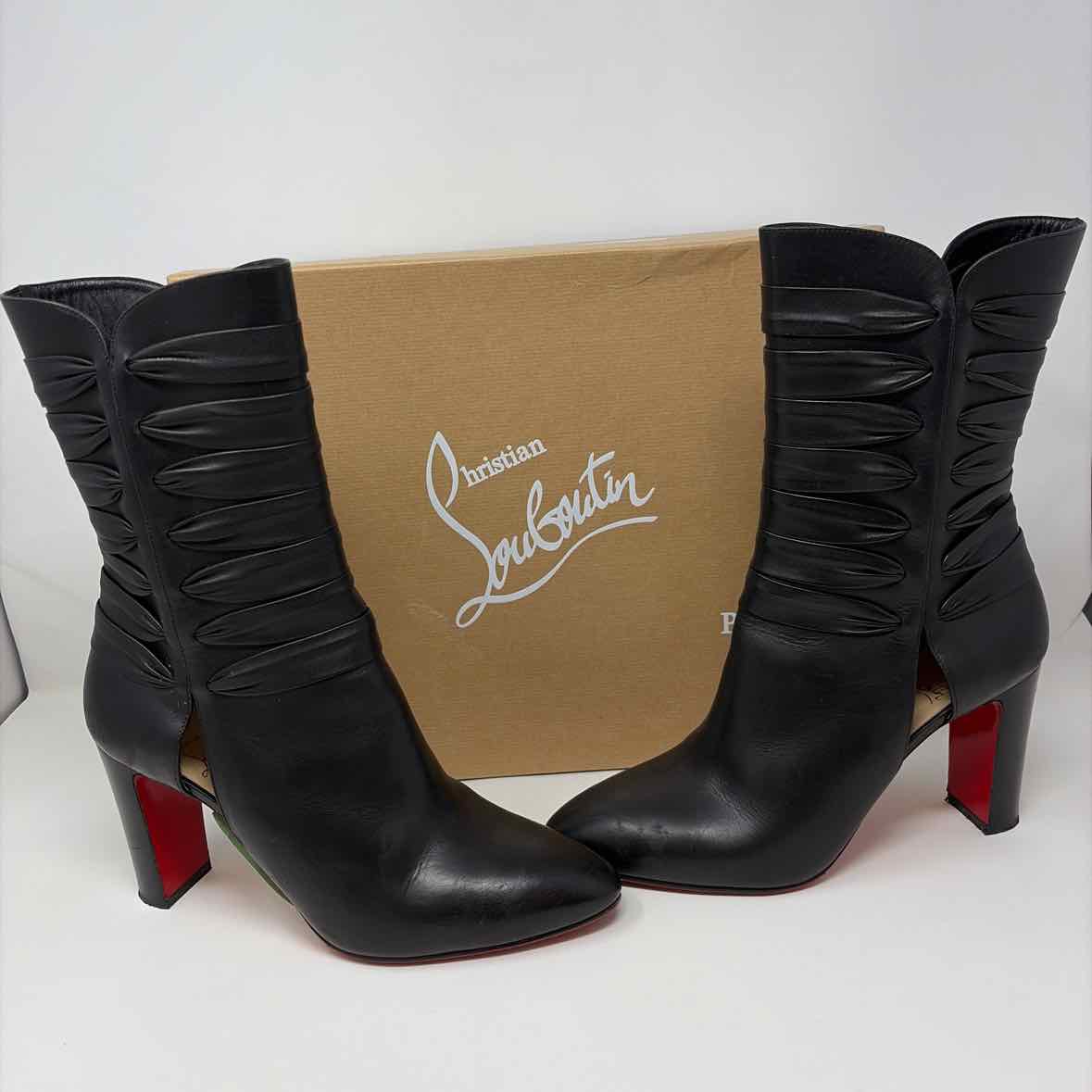 Pre-Owned Christian Louboutin Black Leather Shoe Size 10.5 Designer Shoes
