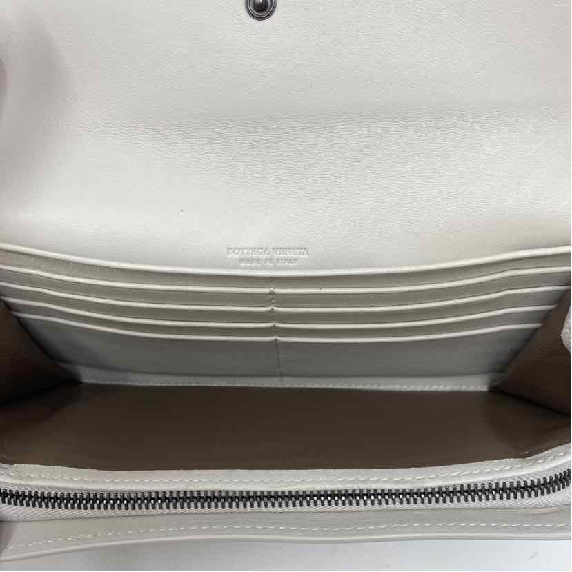 Pre-Owned Bottega Veneta Black/White Leather Designer Wallet