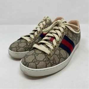 Pre-Owned Gucci Monogram Leather Shoe Size 6 Designer Shoes