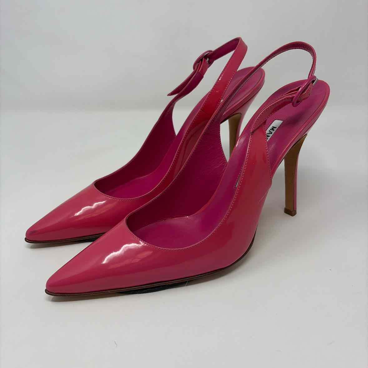 Pre-Owned Manolo Blahnik Hot Pink Patent Shoe Size 8 Designer Shoes