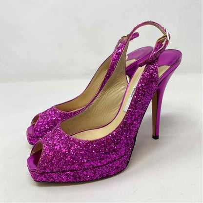 Pre-Owned Jimmy Choo Hot Pink Sparkles Shoe Size 6.5 Designer Shoes