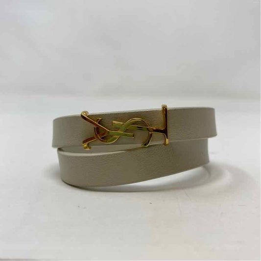 Pre-Owned Saint Laurent Cream Leather Designer Jewelry