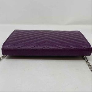 Pre-Owned Saint Laurent Purple Leather Designer Handbag