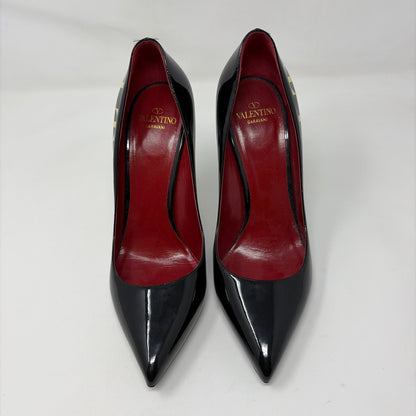Pre-Owned Valentino Black Patent Shoe Size 8.5 Designer Shoes