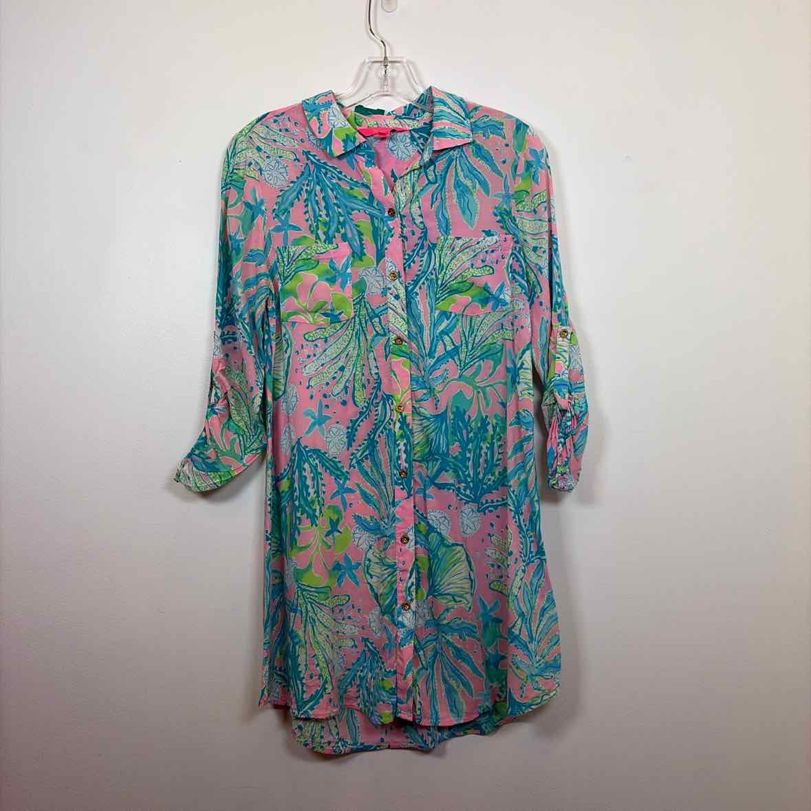 Pre-Owned Size XS Lilly Pulitzer Teal Multi Casual Dress
