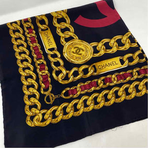 Pre-Owned Chanel Black Silk Designer Scarf