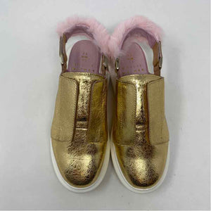 Pre-Owned Shoe Size 9.5 holli Gold Lame Slide