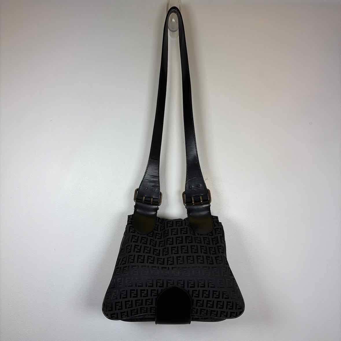Pre-Owned Fendi Black Canvas Designer Handbag