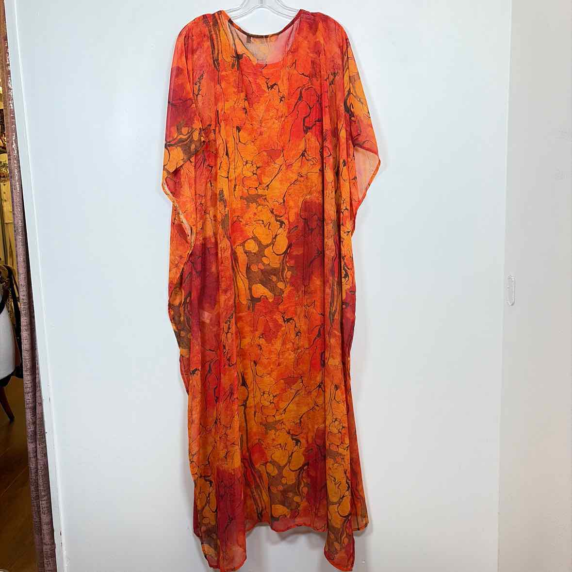 Pre-Owned Size XL Soft Surroundings Orange Print Casual Dress