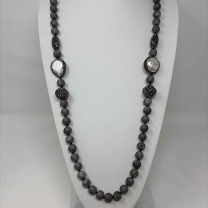 Pre-Owned Boutique Grey Multi Stones Necklace