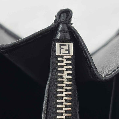 Pre-Owned Fendi Black Leather Designer Wallet