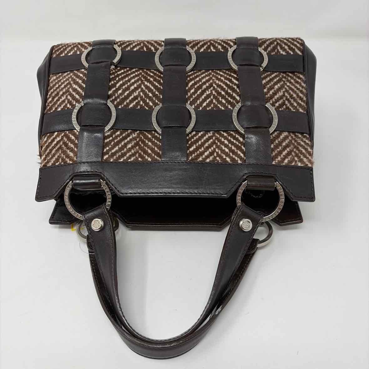 Pre-Owned Versace Brown Leather Designer Handbag