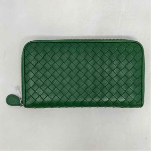 Pre-Owned Bottega Veneta Green Leather Designer Wallet