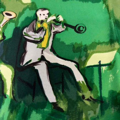 Pre-Owned Hermes Green Silk Designer Scarf