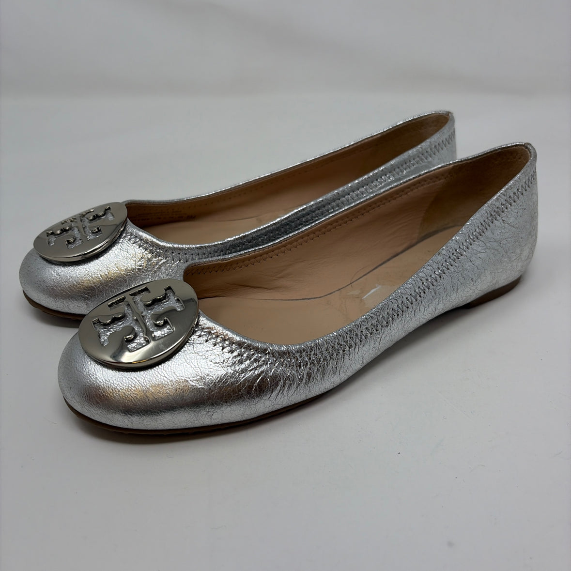Pre-Owned Shoe Size 8 Tory Burch Metallic Flats