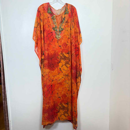 Pre-Owned Size XL Soft Surroundings Orange Print Casual Dress