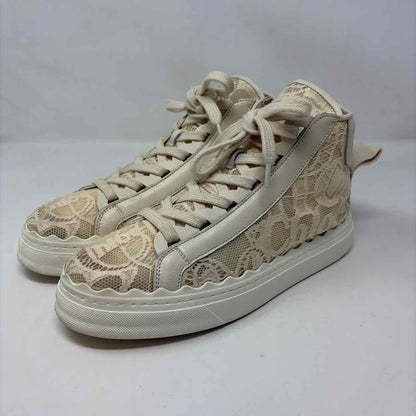 Pre-Owned Chloe White Lace Shoe Size 8.5 Designer Shoes