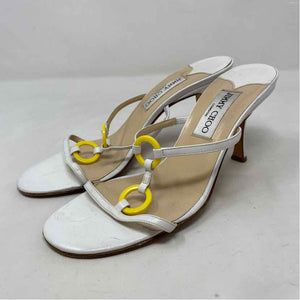 Pre-Owned Jimmy Choo White Leather Shoe Size 7.5 Designer Shoes