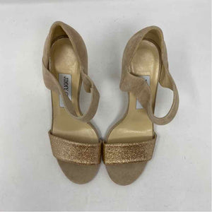 Pre-Owned Jimmy Choo Gold Suede Shoe Size 6.5 Designer Shoes