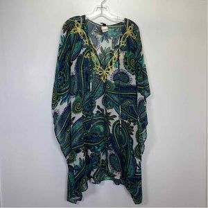 Pre-Owned Size One Size Green Print Cover Up