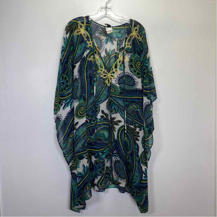 Pre-Owned Size One Size Green Print Cover Up
