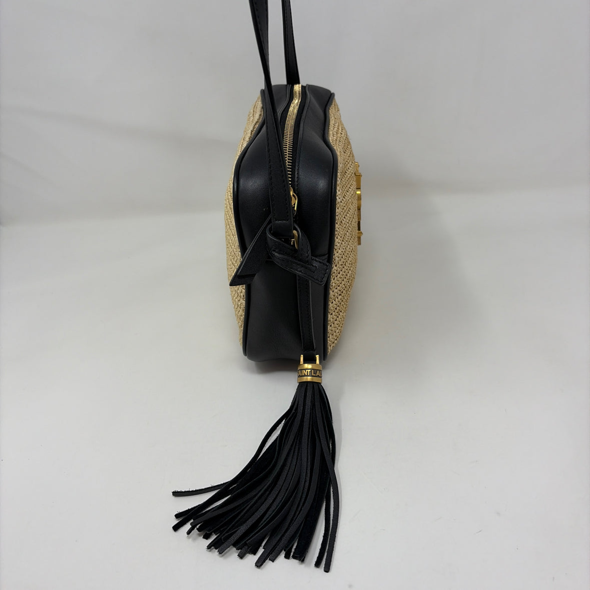 Pre-Owned Saint Laurent Tan Woven Designer Handbag