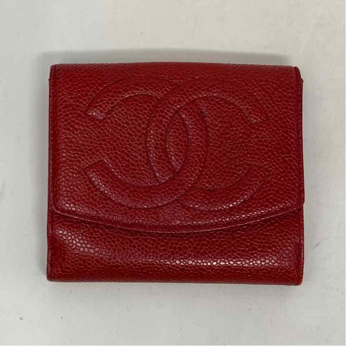 Pre-Owned Chanel Red Leather Designer Wallet