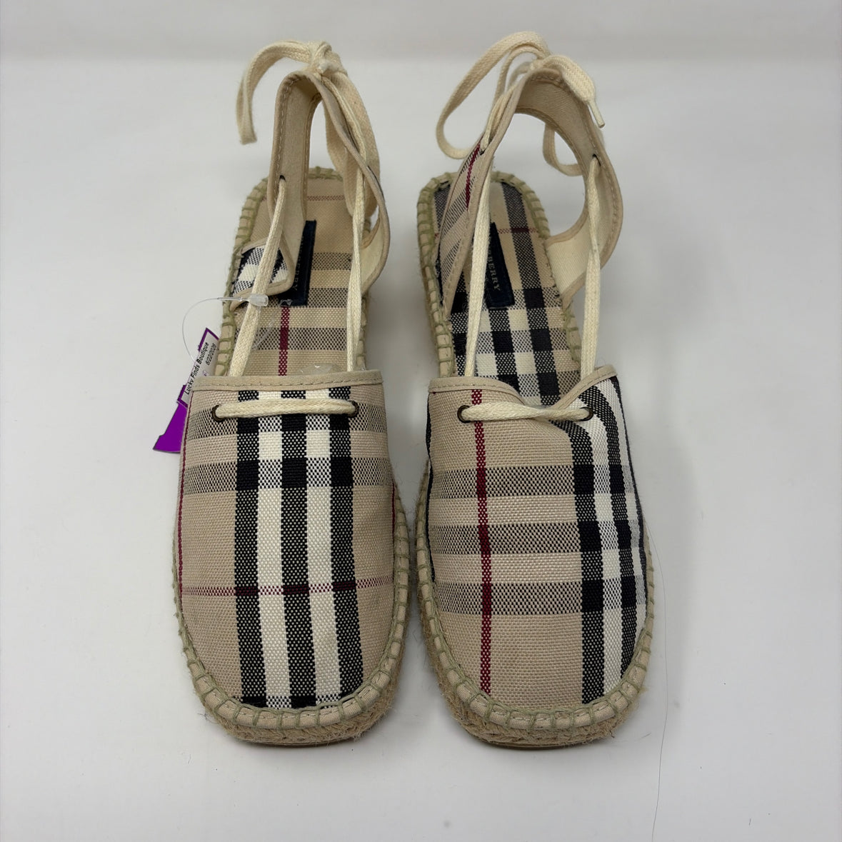Pre-Owned Burberry Red Multi Fabric Shoe Size 9.5 Designer Shoes