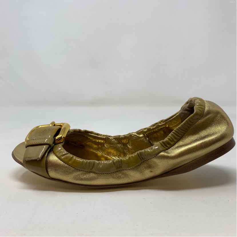 Pre-Owned Miu Miu Gold Leather Shoe Size 5 Designer Shoes