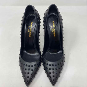 Pre-Owned Saint Laurent Black Leather Shoe Size 6.5 Designer Shoes
