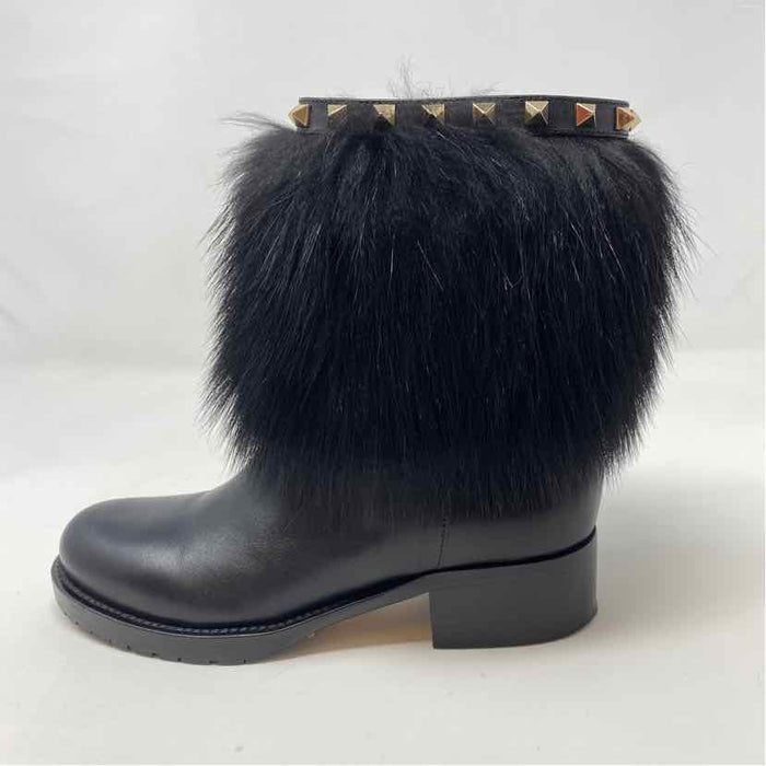 Pre-Owned Valentino Black Leather Shoe Size 5.5 Designer Shoes