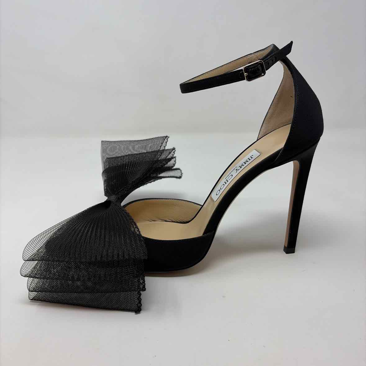 Pre-Owned Jimmy Choo Black Satin Shoe Size 9.5 Designer Shoes