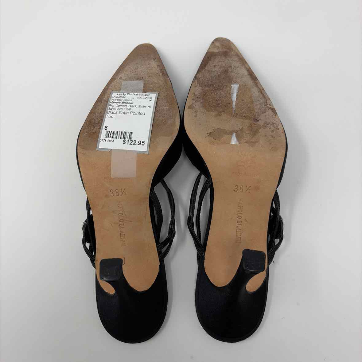 Pre-Owned Manolo Blahnik Black Satin Shoe Size 8 Designer Shoes
