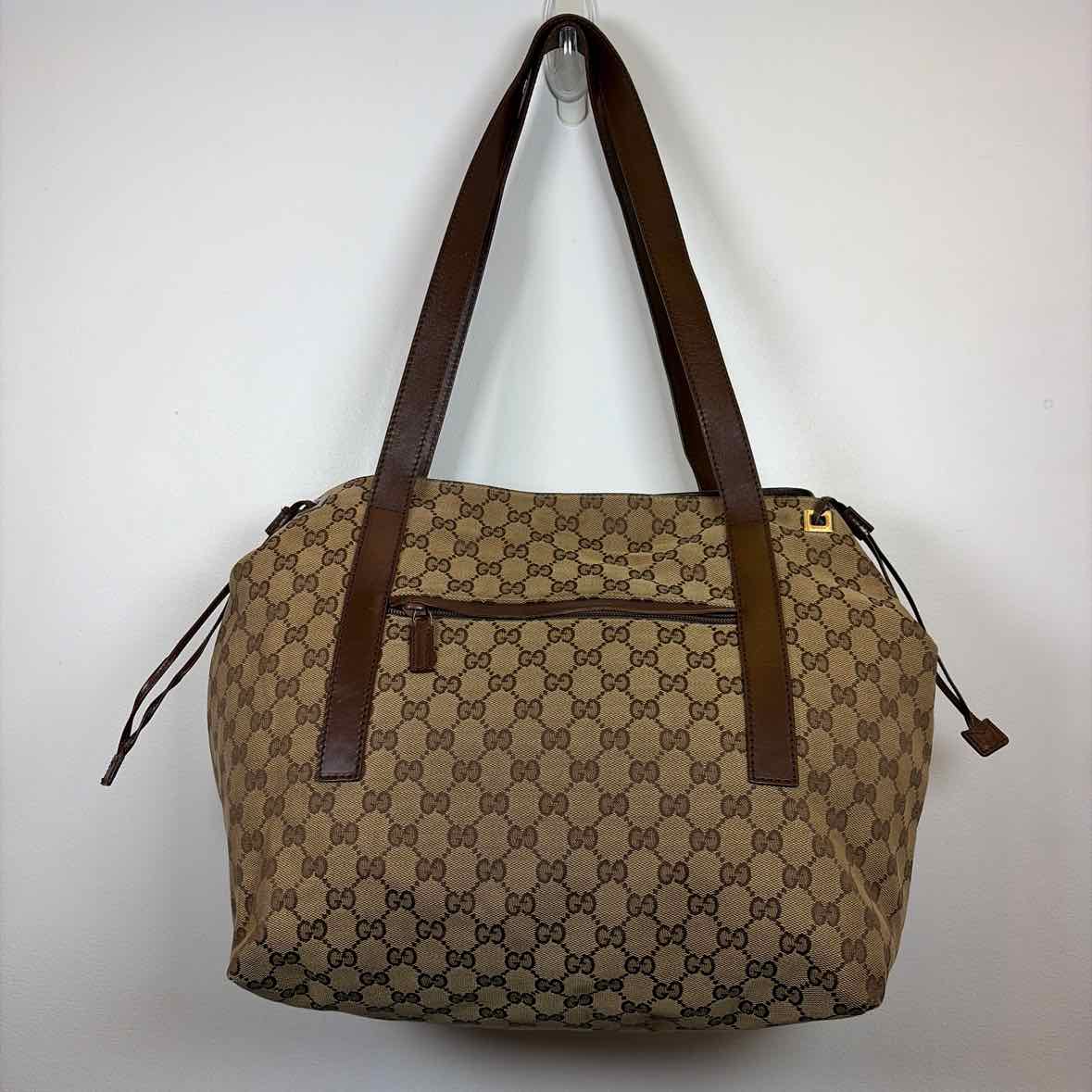 Pre-Owned Gucci Brown Fabric Designer Handbag
