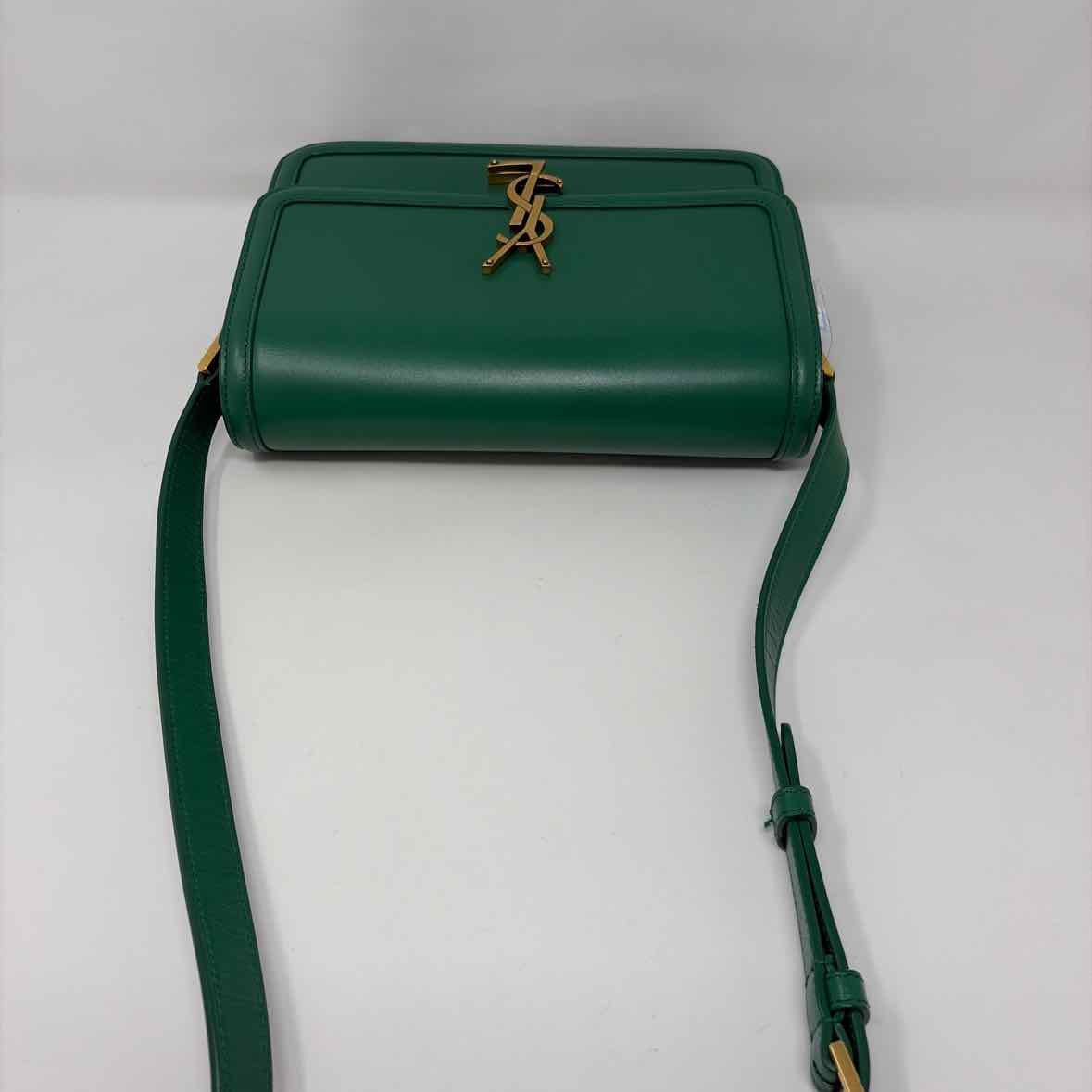 Pre-Owned Saint Laurent Green Leather Designer Handbag