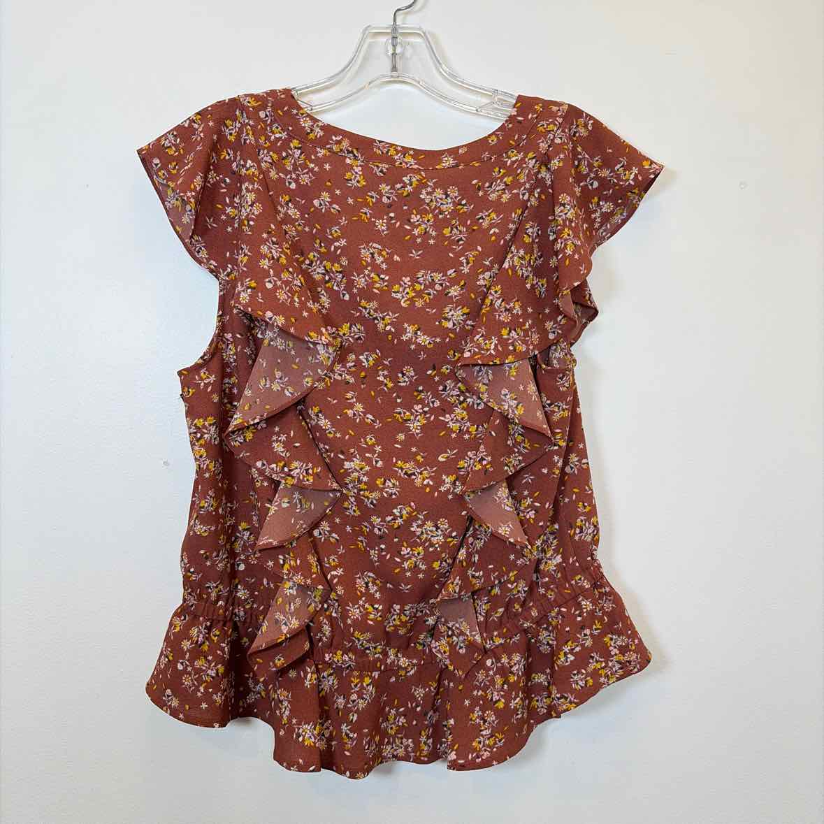 Pre-Owned Size L 1 State Red Floral Top