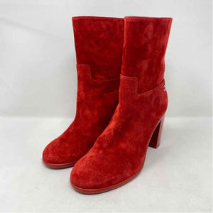 Pre-Owned Chanel Red Suede Shoe Size 6.5 Designer Shoes